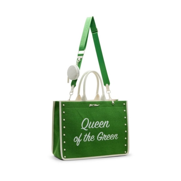 Betsey Johnson Kitsch Queen Of The Green Extra Large Canvas Tote Bag  NWT - Picture 2 of 6